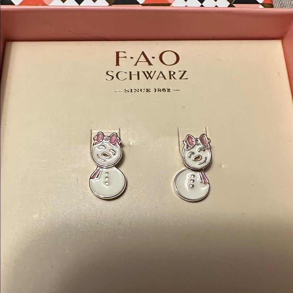FAO Schwartz Christmas Earring Sets Snowman